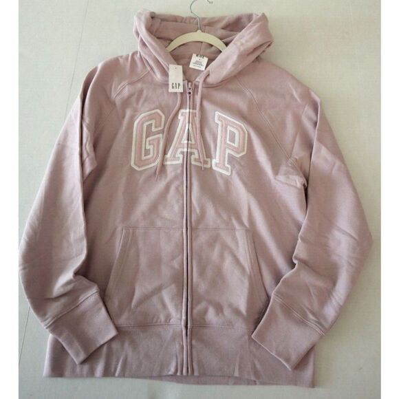 GAP 255045 Women's Sz Small Pale Purple Plum Logo Full Zip Fleece Lined Hoodie - Picture 5 of 8